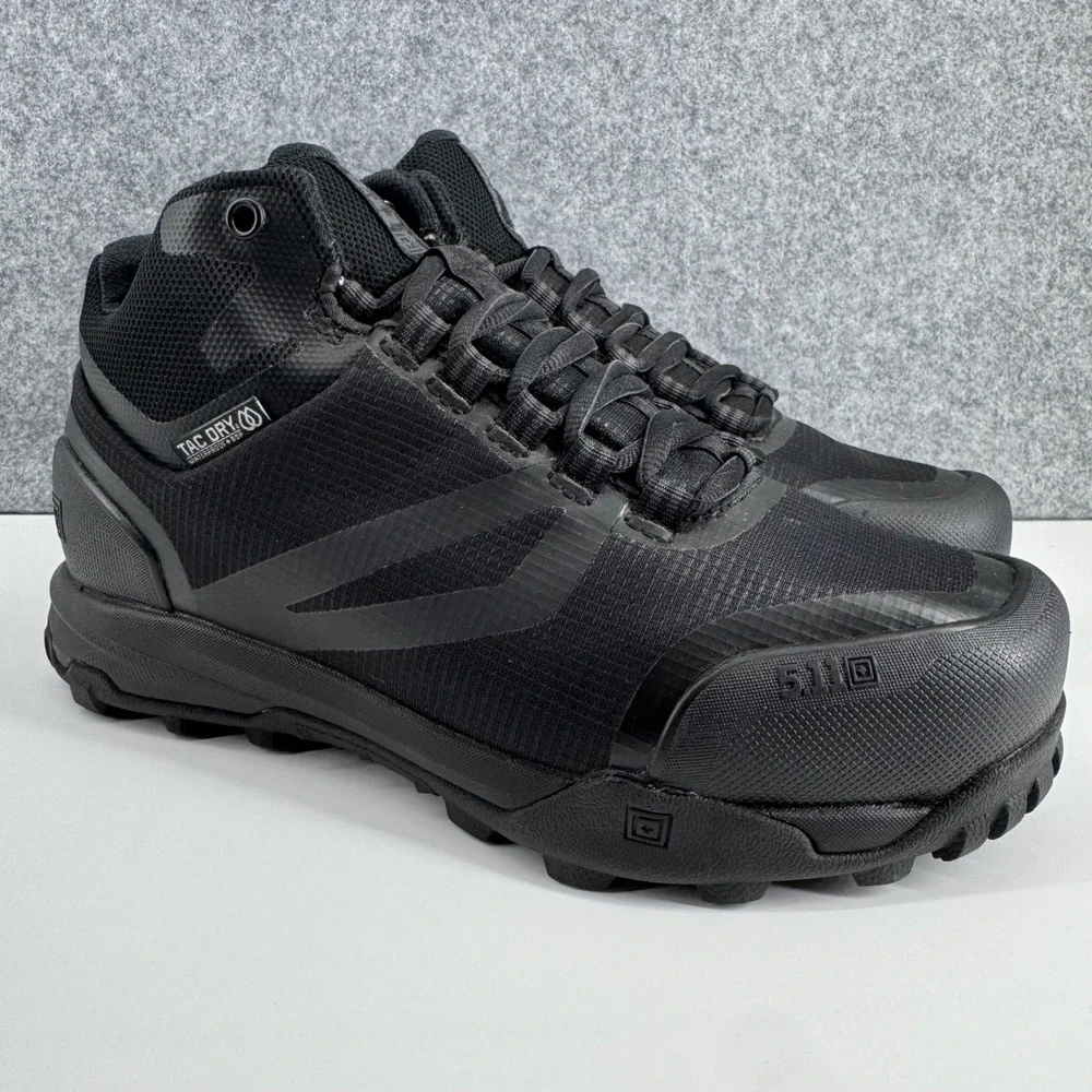 5.11 A/T Mid WP Tactical Boots Mens 6.5 Black Waterproof Hiking Worn 1X